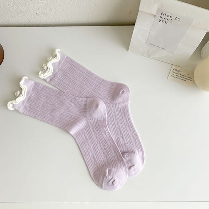 Rufia - Purple Butterfly Floral Sheer Socks