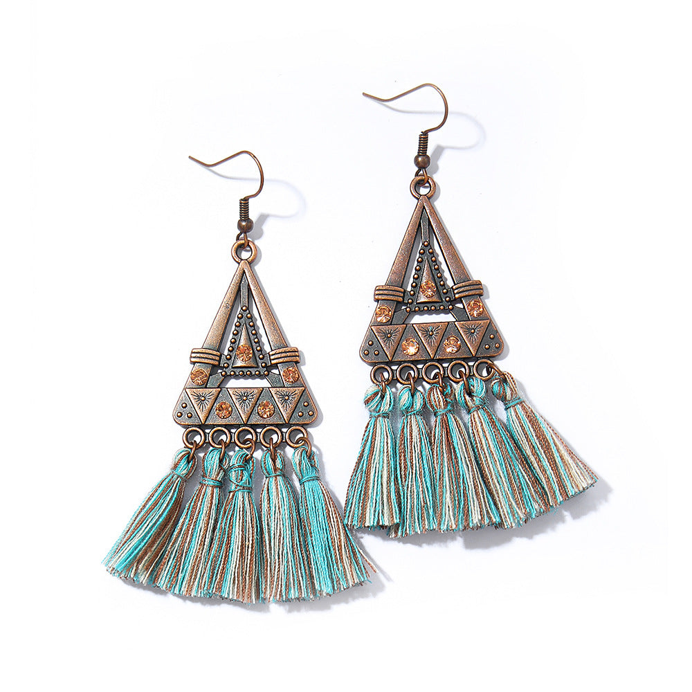 Bohemian Tassel Dangle Earrings Handmade Tribal Style