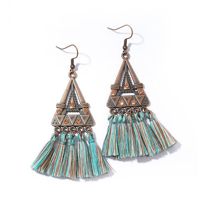 Bohemian Tassel Dangle Earrings Handmade Tribal Style