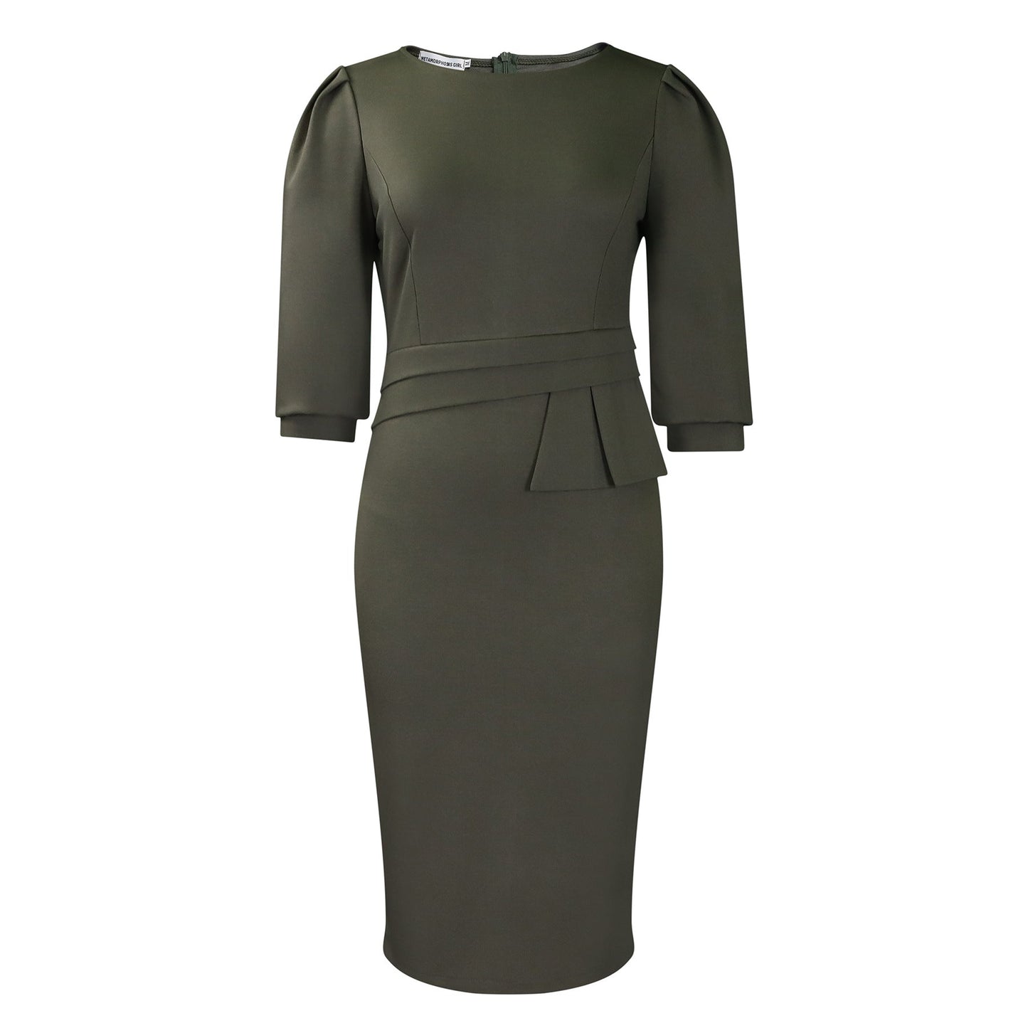 Elegant High-Waisted Pencil Dress With Ruffles