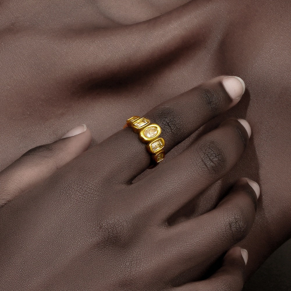 Simple Geometric Bezel-Set Zircon Ring