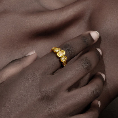 Simple Geometric Bezel-Set Zircon Ring