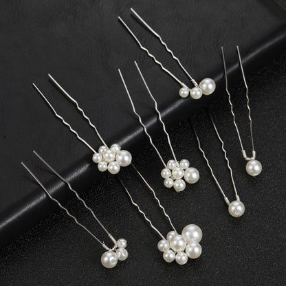 Set of 7 Pearl U-Shaped Hair Pins Bride Wedding Hair Accessories