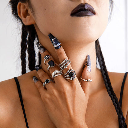 Halloween Gothic Skull Vintage Rings Punk Spider Snake Animal Ring Set