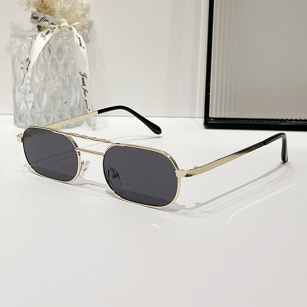 Trendy Rectangle Narrow Frame Sunglasses for Men and Women