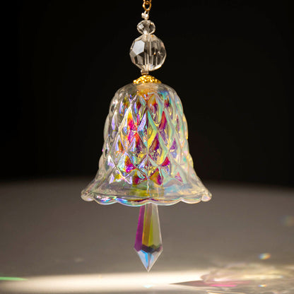 Rainbow Crystal Christmas Jingle Bell Hanging Suncatcher