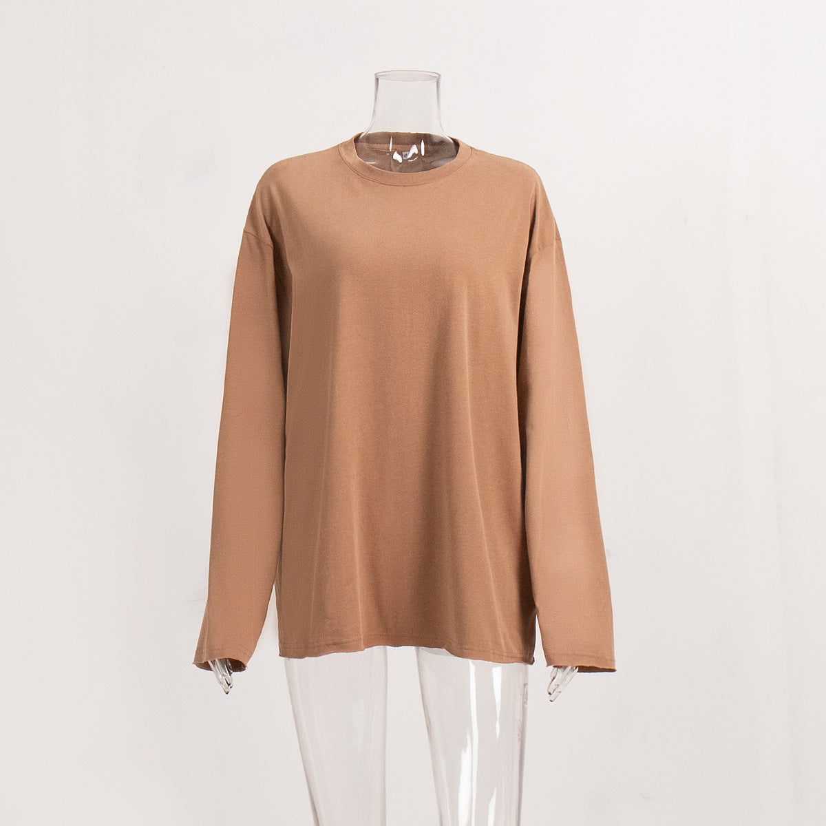 Oversized Solid Color Cotton T-Shirt for Women