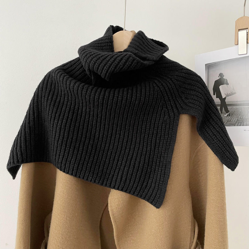 High Collor Split Solid Color Knit Scarve