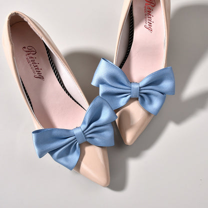 Bridal Wedding Accessories White Bow Shoe Clips Decorative Set