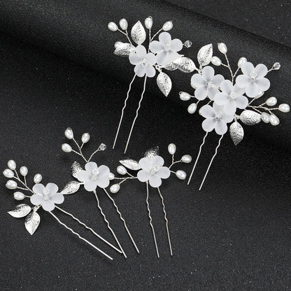 Flower Leaf U-Shaped Hair Pins Bridal Hair Accessories