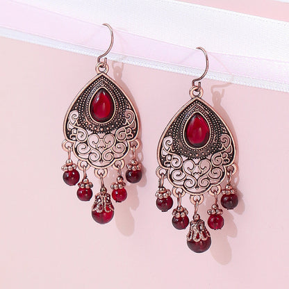 Bohemian Style Vintage Geometric Gemstone Earrings for Women