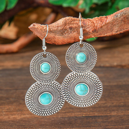 Bohemian Turquoise Earrings Set with Tassels