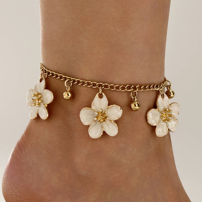 Floral Alloy Textured Ankle Chain Jewelry For Women
