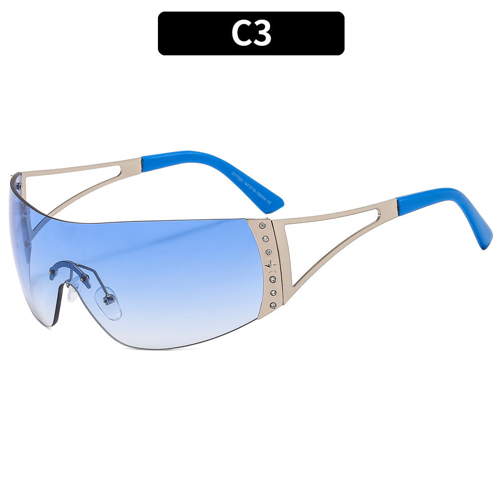 Retro Oval Metal Sunglasses with Gemstones for Outdoor Style