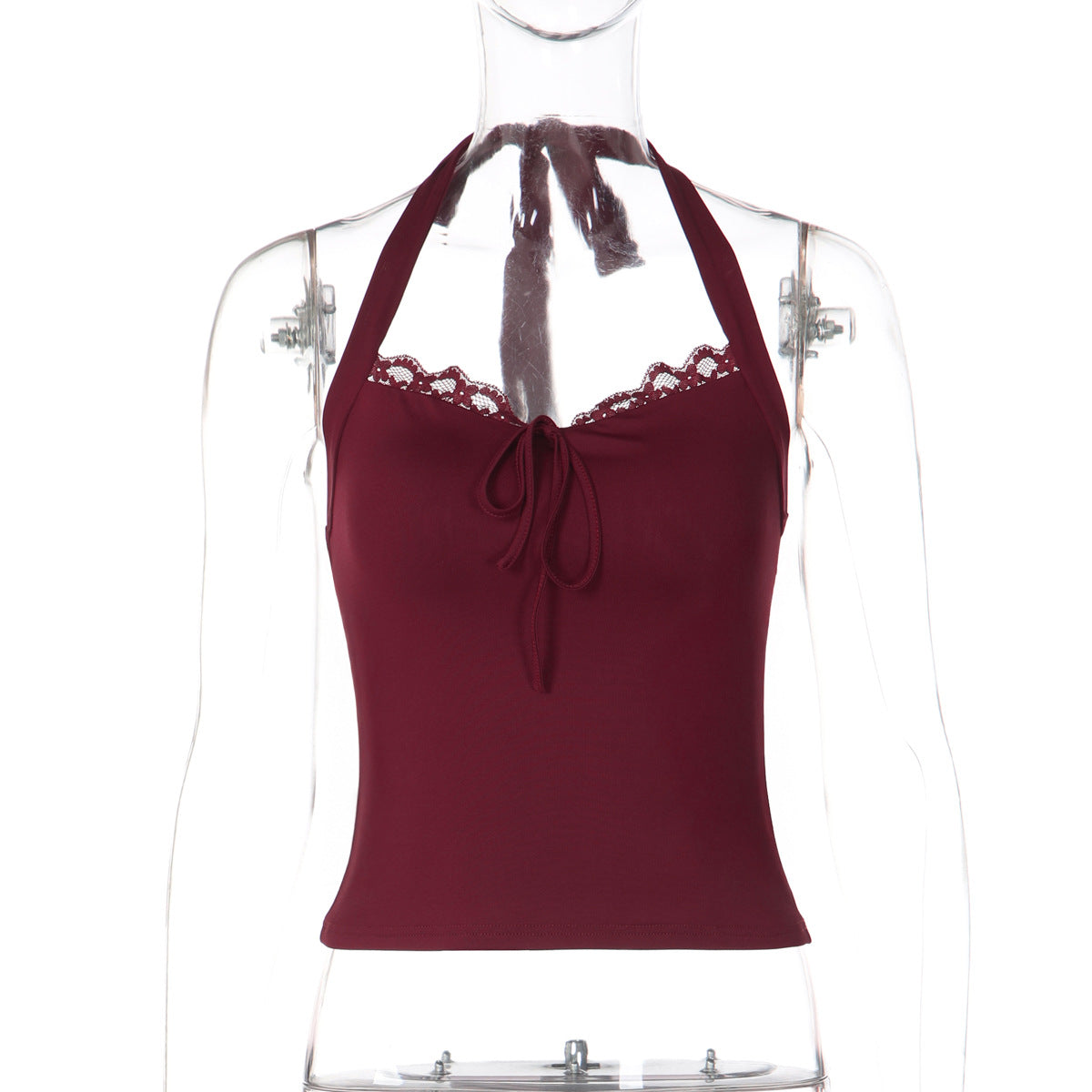Fashionable Lace Trim Backless Strapless Top