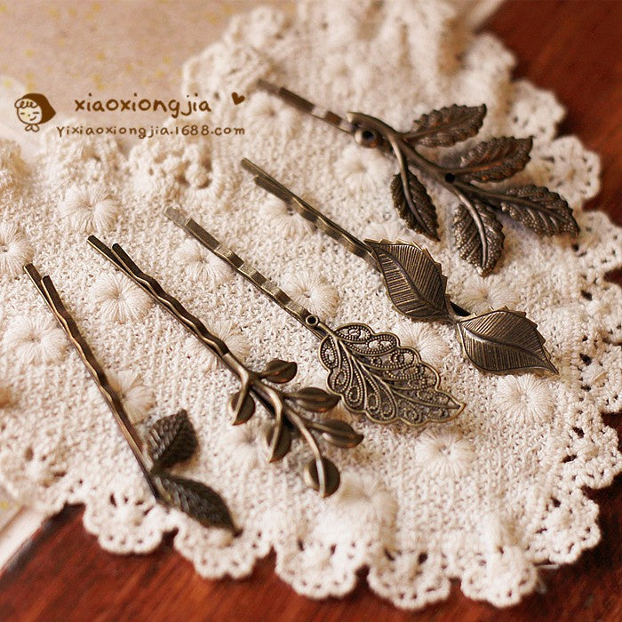 Vintage Leaf Hair Clips Retro Forest Style Hair Accessories