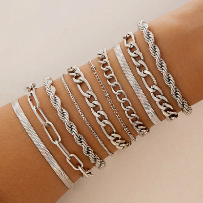 Vintage Geometric Open-Cuff Gold Bracelet Set