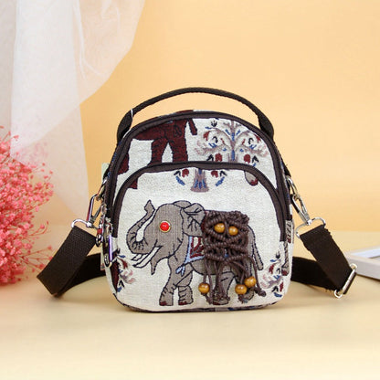 Small Fresh Cotton And Hemp Straddle Bag Literary And Antique Style Retro Handwoven Elephant Straddle Bag Small Straddle Bag