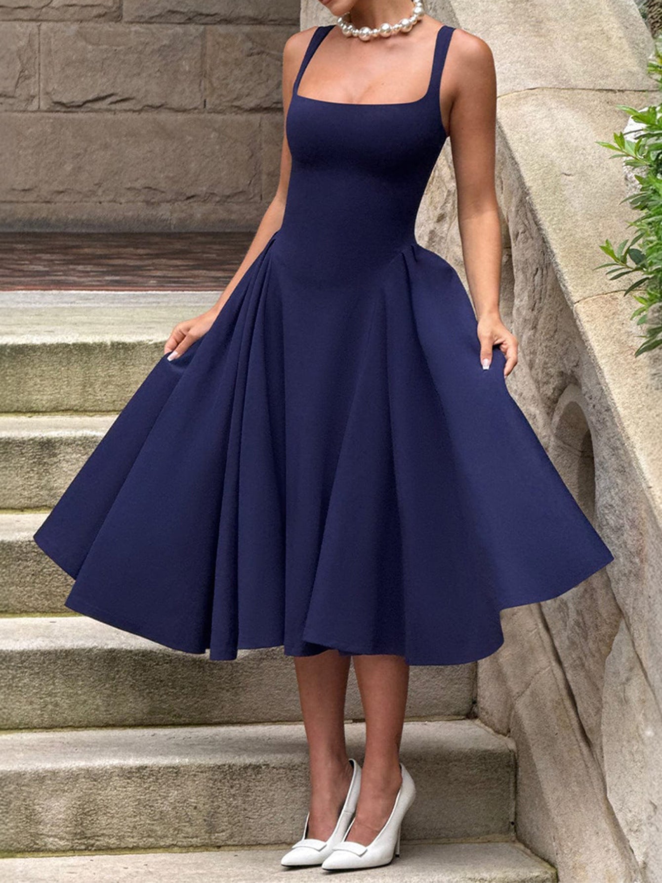 Elegant French Style Sleeveless Maxi Dress for Women