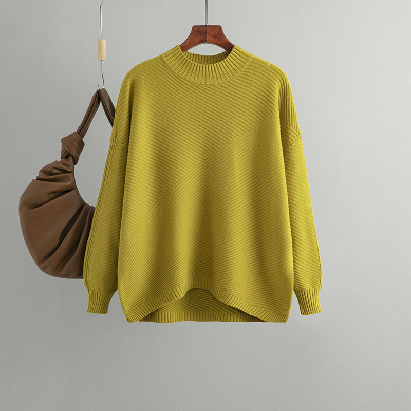 Retro Mock Neck Oversized Pullover Knit Sweater