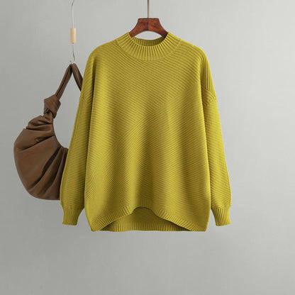 Retro Mock Neck Oversized Pullover Knit Sweater