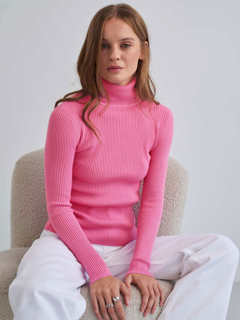High Neck Knitted Sweater Comfortable Casual Pullover