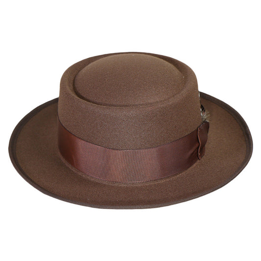 Trendy Pork Pie Wool Felt Hat for Men and Women