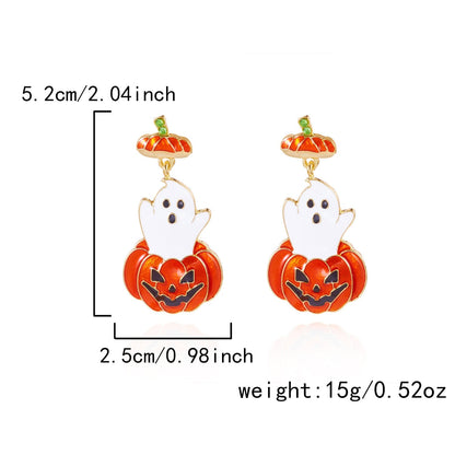 Halloween Pumpkin Ghost Tassel Dangle Earrings