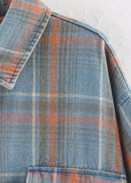 Oversized Plaid Button Up Shirt Polyester Flannel