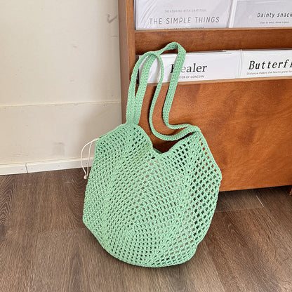 Large Capacity Hollow Cotton Rope Bag Casual Fashion Shoulder Bag