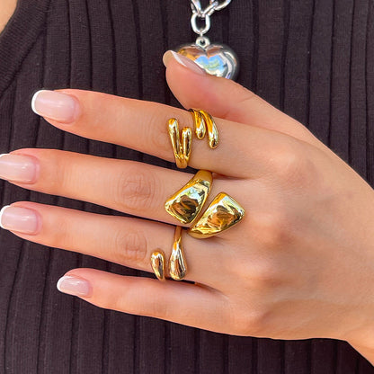 Trendy Geometric Metal Drop Rings For Women