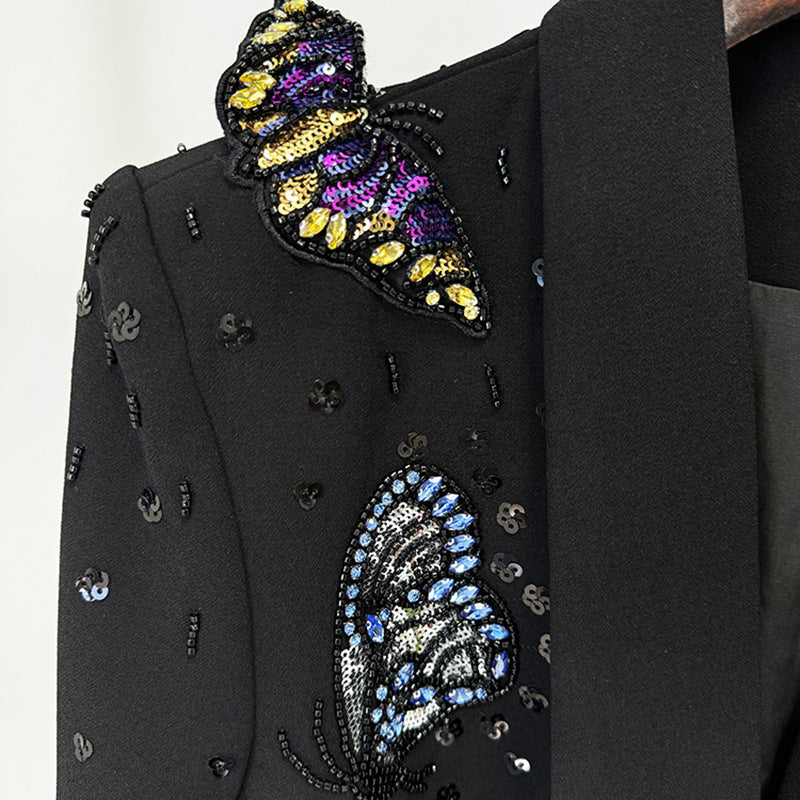 Butterfly Embellished Blazer Pants Set