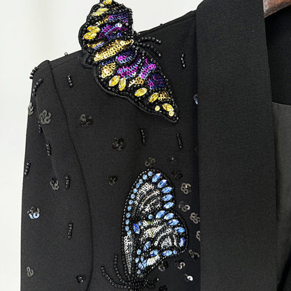 Butterfly Embellished Blazer Pants Set