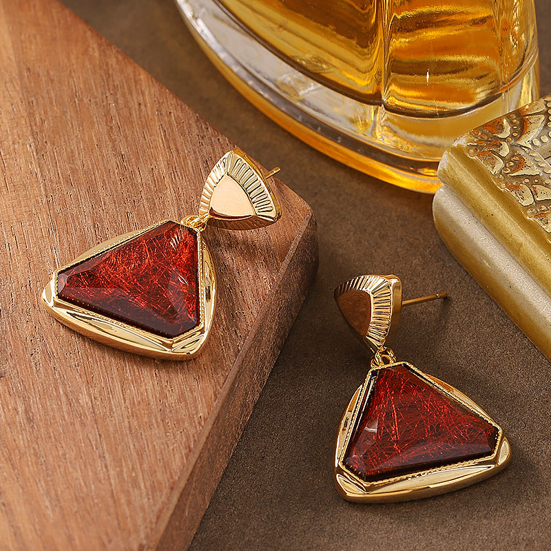 Fashionable Geometric Triangle Resin Earrings For Women
