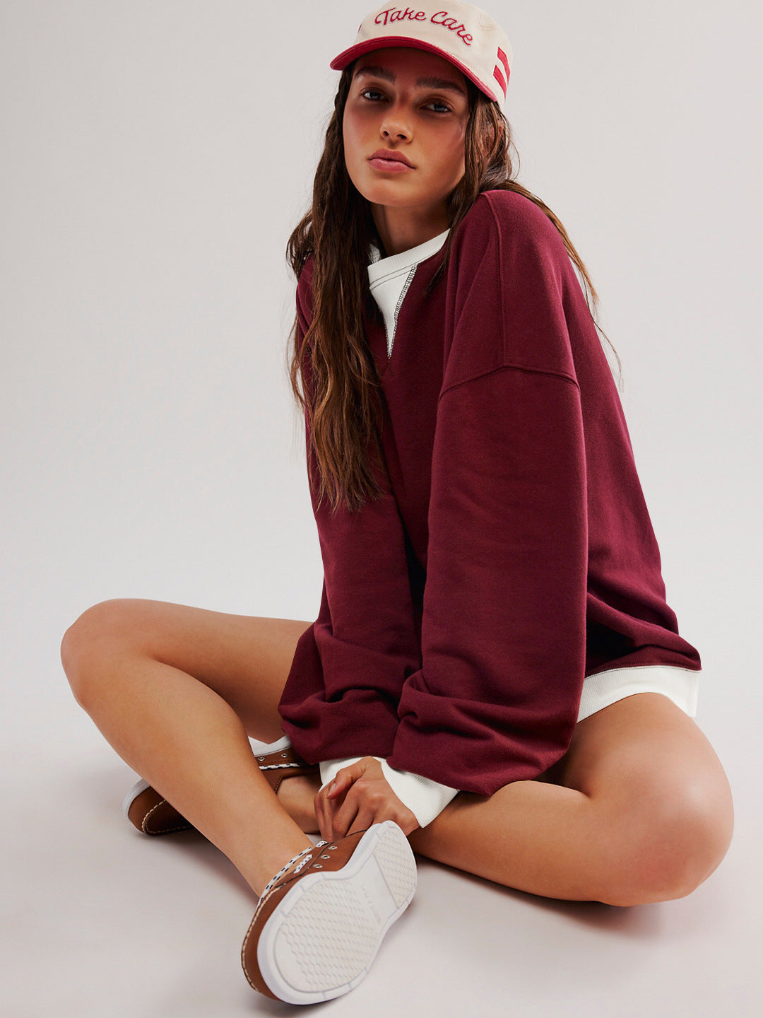 Color Block Loose Fit Sweatshirt for Women