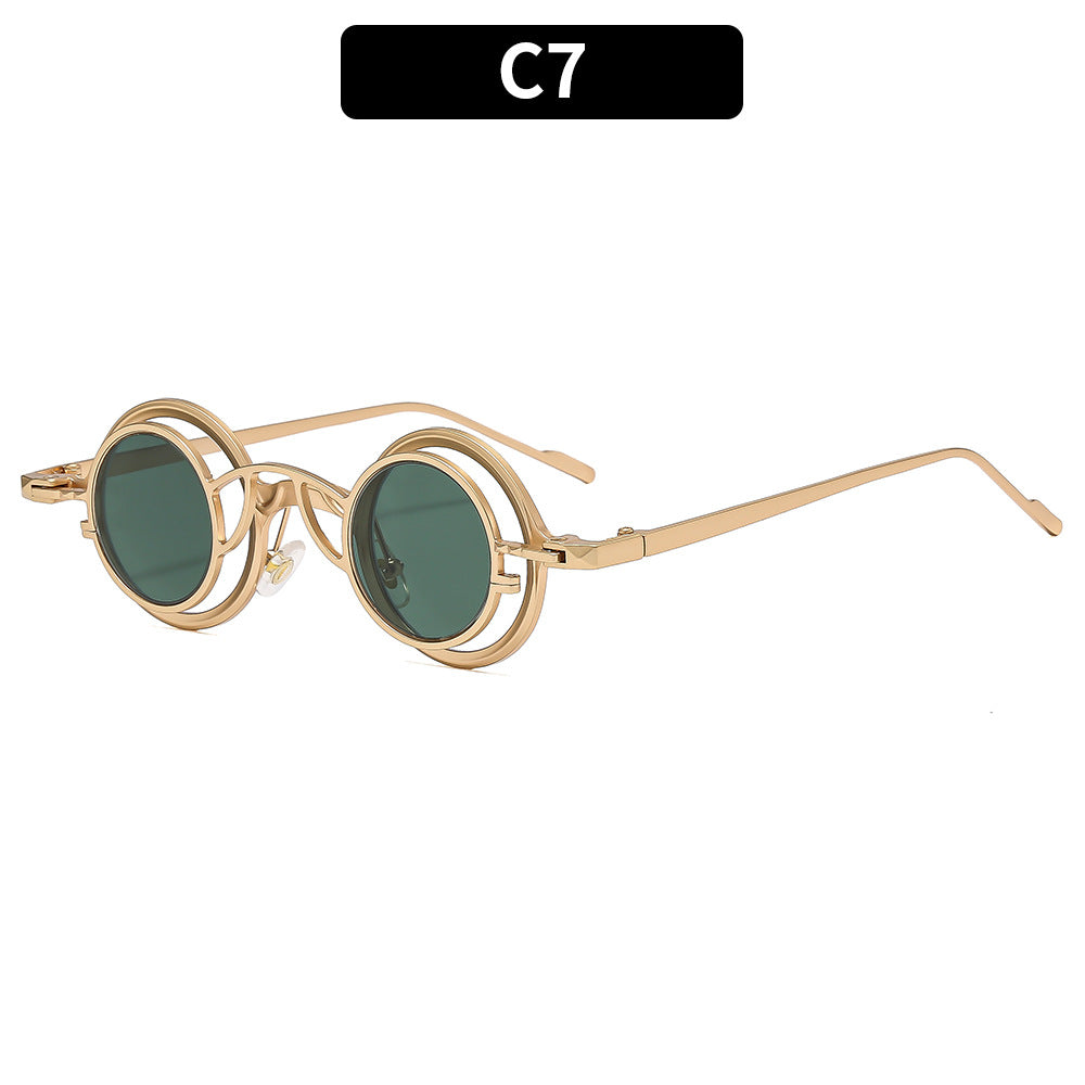 Retro Round Metal Sunglasses Fashionable UV400 Protection