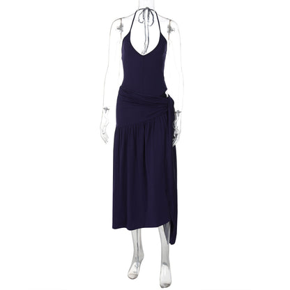Sexy Backless Jumpsuit with Tie Waist Skirt Set