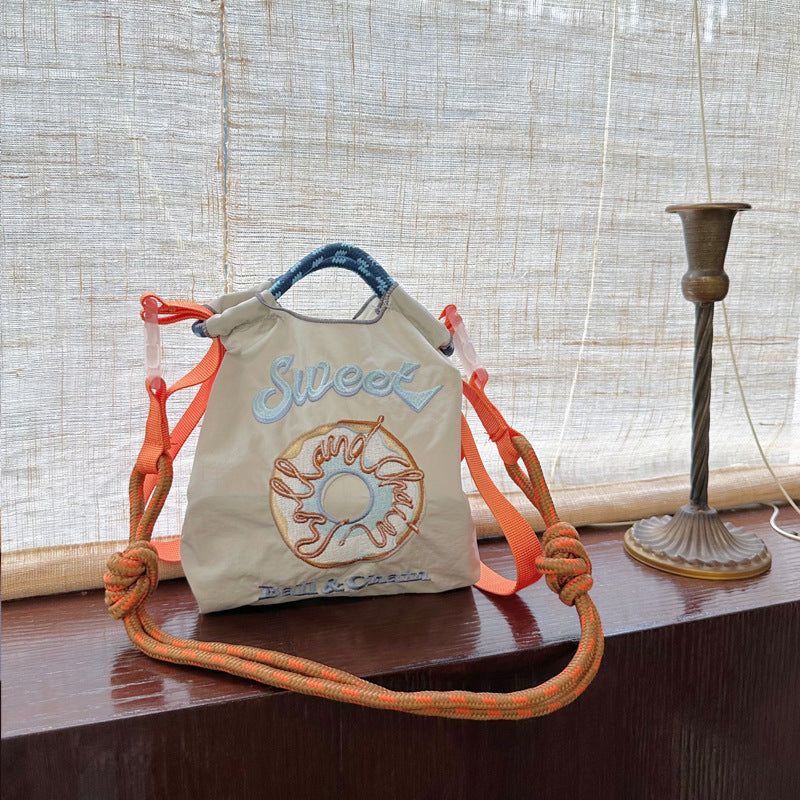 Mini Embrodered Nylon Shopping Shoulder Bag