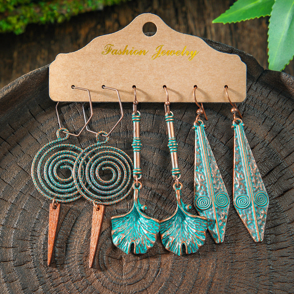 Vintage Bohemian Hollow Geometric Tassel Earrings