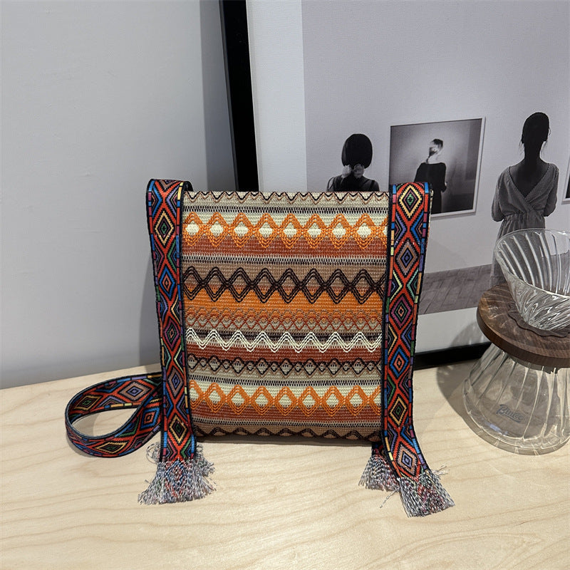 Vintage Ethnic Style Fringe Shoulder Bag Casual Tote