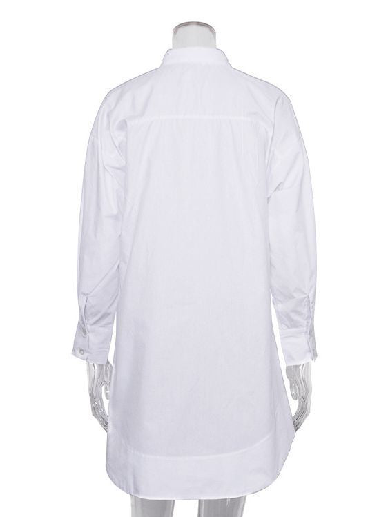 Loose-Fit White Shirt With Collar For Elegant Casual Style