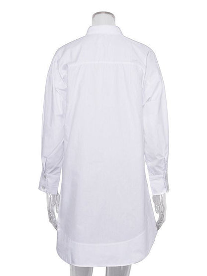 Loose-Fit White Shirt With Collar For Elegant Casual Style