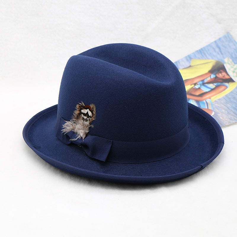 Fashionable Wool Felt Jazz Hat Unisex Warm Accessory