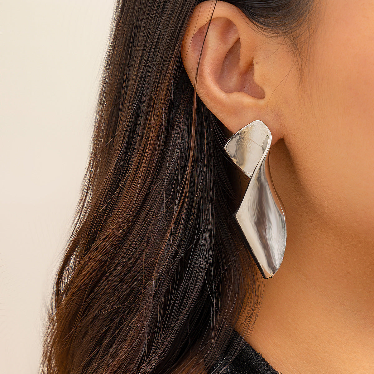 Geometric Heart Shaped Metal Foldable Earrings For Women