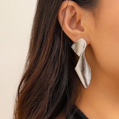 Geometric Heart Shaped Metal Foldable Earrings For Women