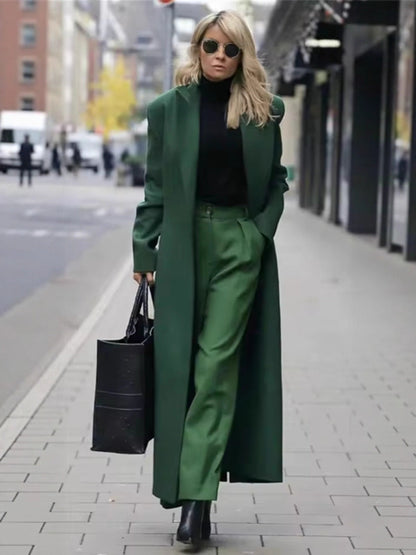 Elegant Casual Long Woolen Coat For Women