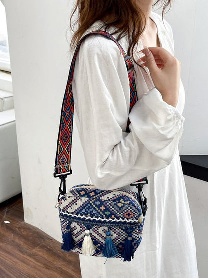 Retro Bohemian Fringe Shoulder Bag Canvas Crossbody