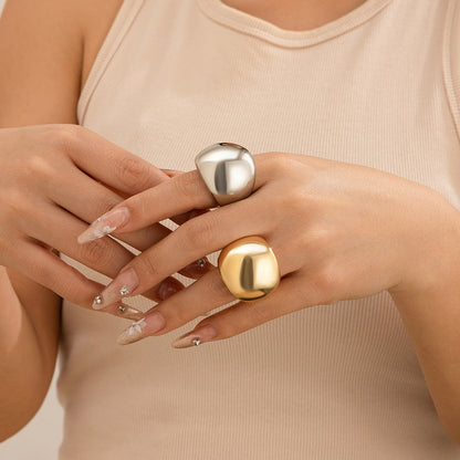 Trendy Geometric Metal Rings Set For Women