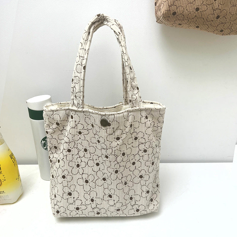 Cozy Velvet Floral Canvas Tote Bag for Everyday Use