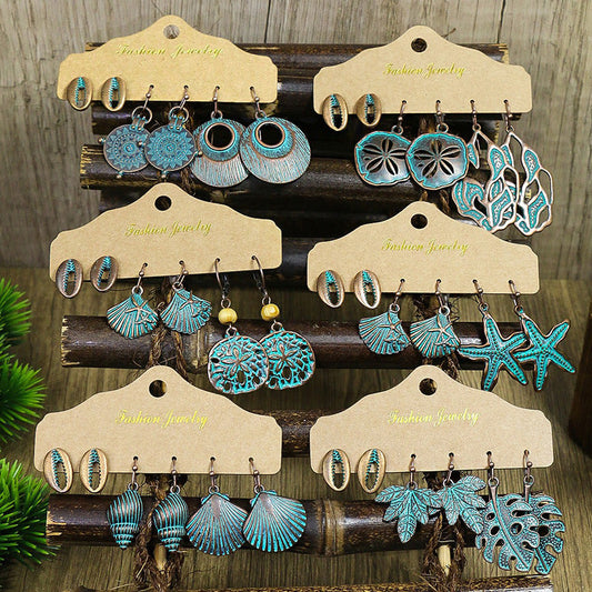 Boho Starfish Shell Earrings Vintage Style Ocean-Inspired Studs